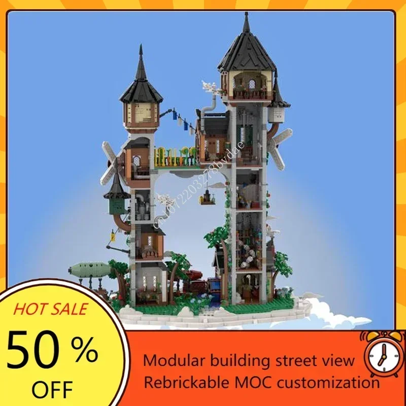 5026PCS Customized MOC Medieval Castle Cloud City Model Building Blocks Technology Bricks DIY Creative Assembly Toys Xmas Gifts