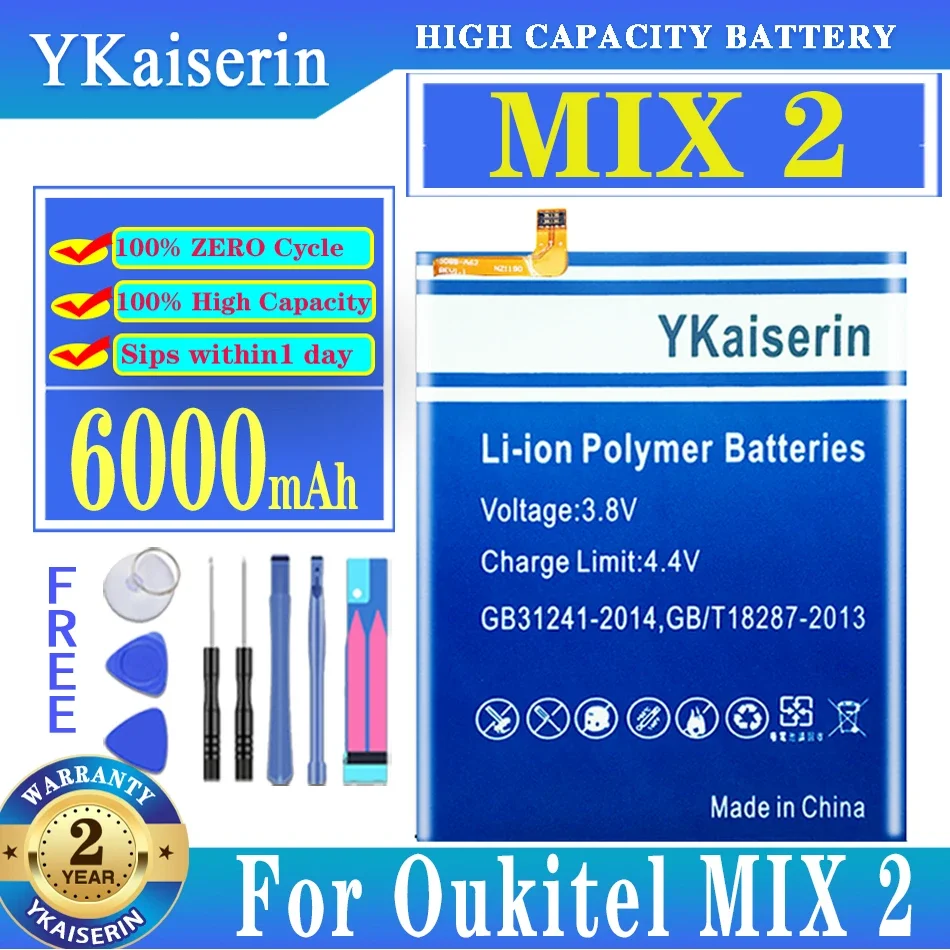 Mobile Phone Battery 6000mAh High-Efficiency For Oukitel Mix 2 Premium Replacement
