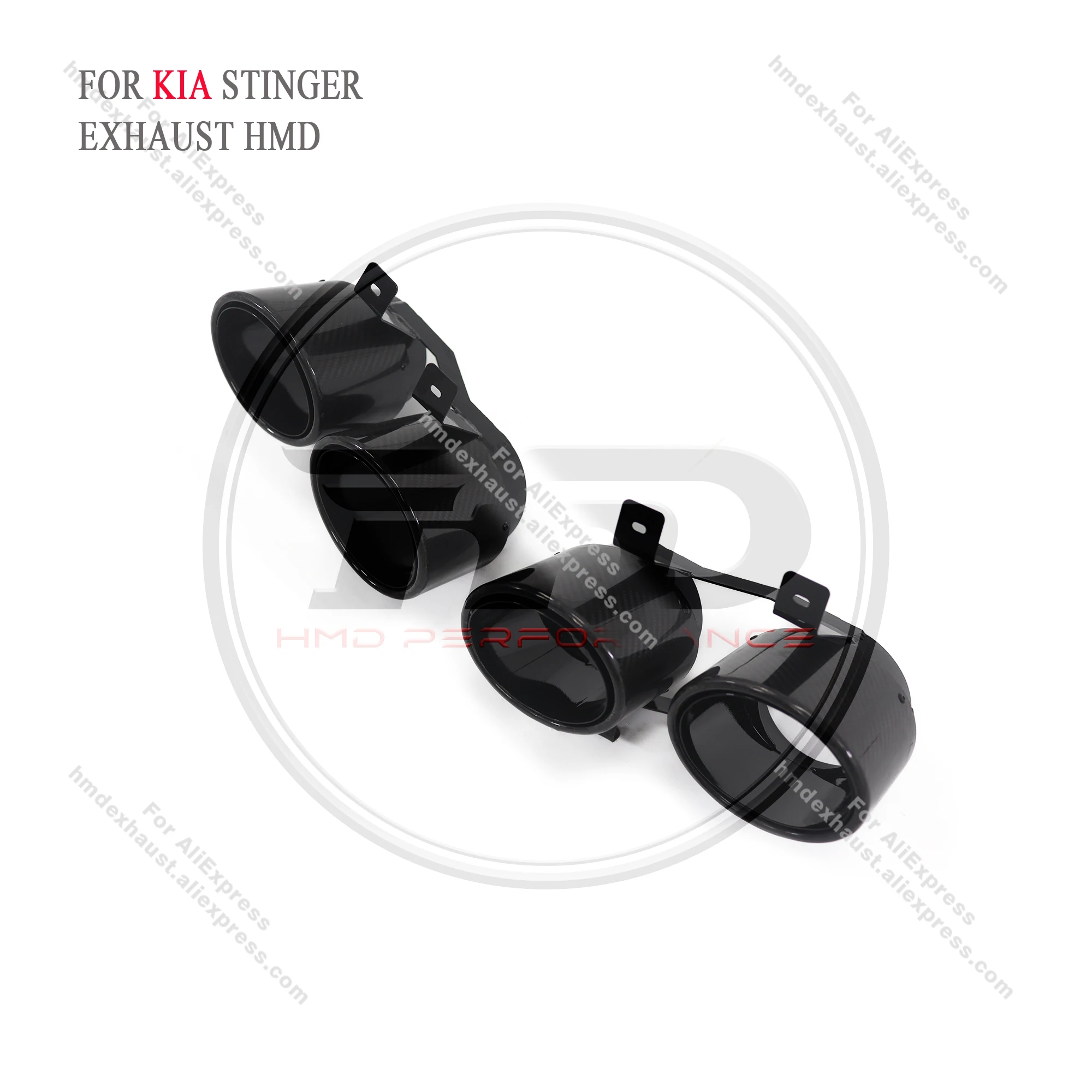 HMD Catback Tips Black Smoot Carbon Fiber Tail Throat For KIA Stinger GT Car Accessories Exhaust pipe Muffler Engin Part