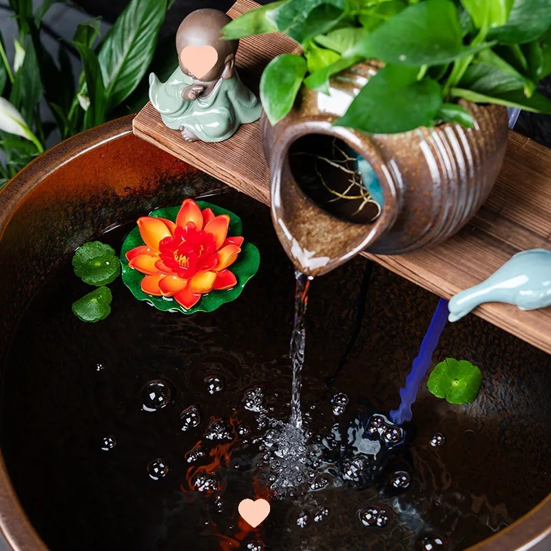 Elevated ceramic large tank Ancient fish tank Living room Balcony Goldfish tank Pottery pot Circulating water landscaping