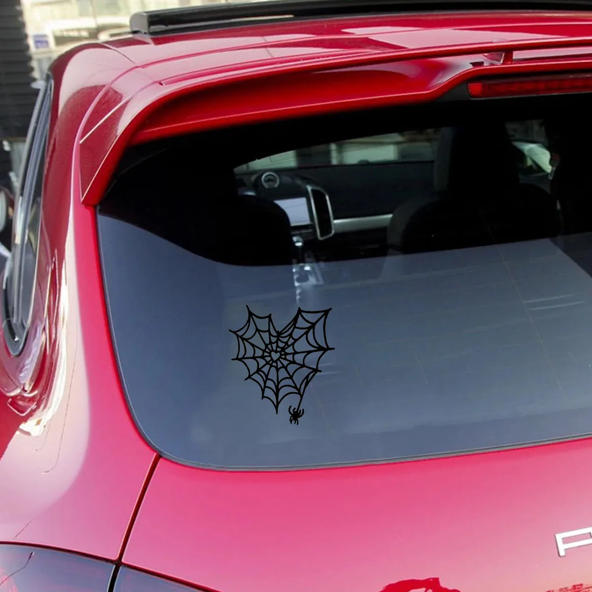 

Personalized fun spider web car stickers, love inlay in the middle, creative stickers. Waterproof stickers