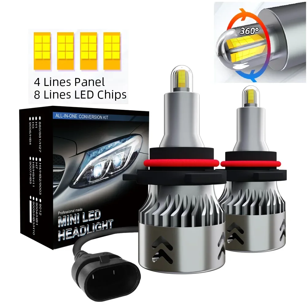 Lámpara LED H11 para coche, lámpara 3D 360 grados H7, 24 Uds., Chips de luz H1 9005 HB3 9006 HB4, bombillas de faros brillantes, lámpara 20000LM 80W 24V 1904
