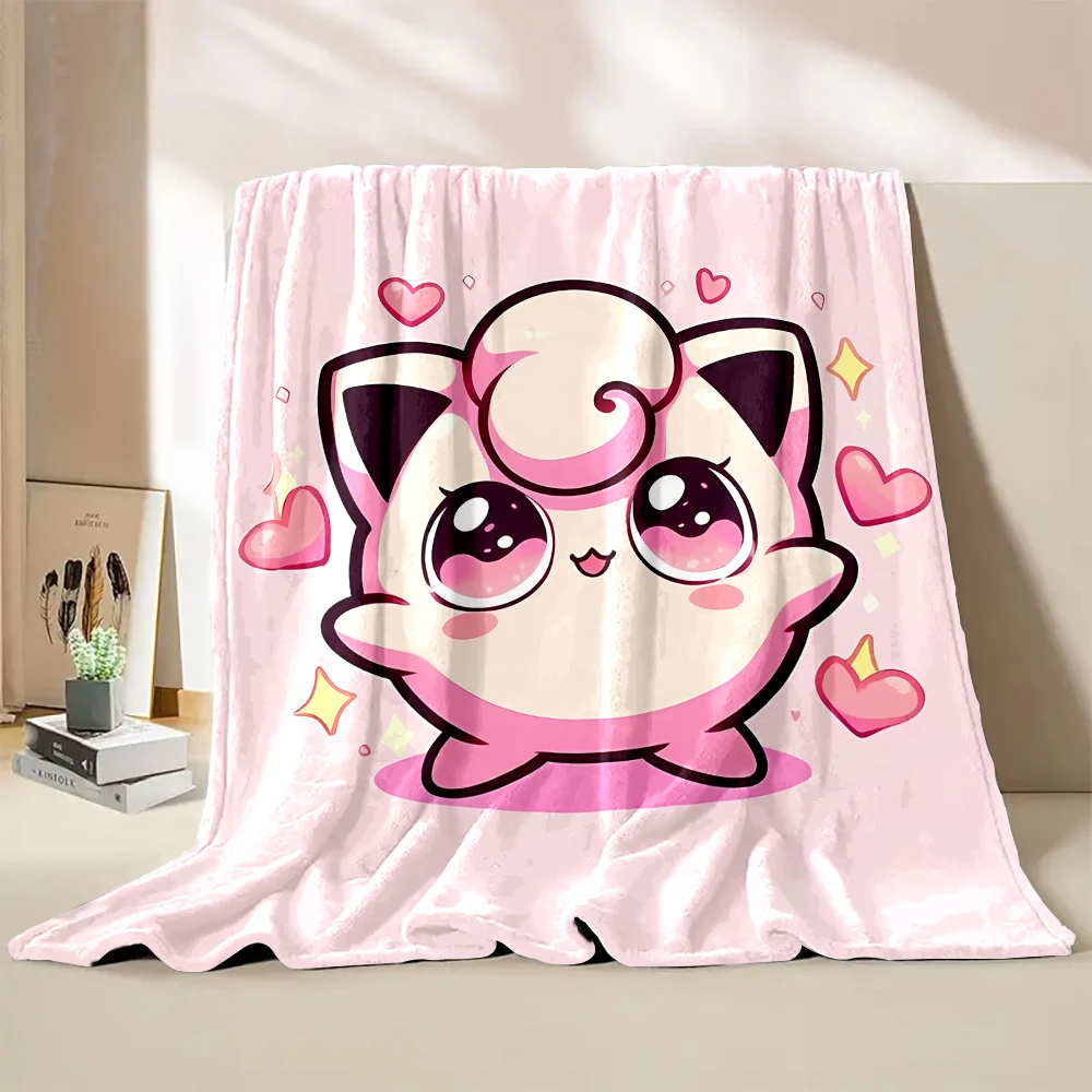 6 Sizes Warm Soft Pokemon Jigglypuff Custom Blanket Fluffy Children and Adults Sofa Plush Bedspread Throw Blanket for Sofa Bed