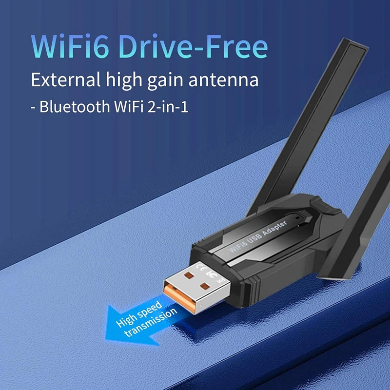WiFi 6 AX900 Bluetooth 5.4 WiFi USB Adapter Wireless Network Card 2.4G&5GHz Wi-Fi Receive USB For PC/Laptop Win10/11 Driver Free