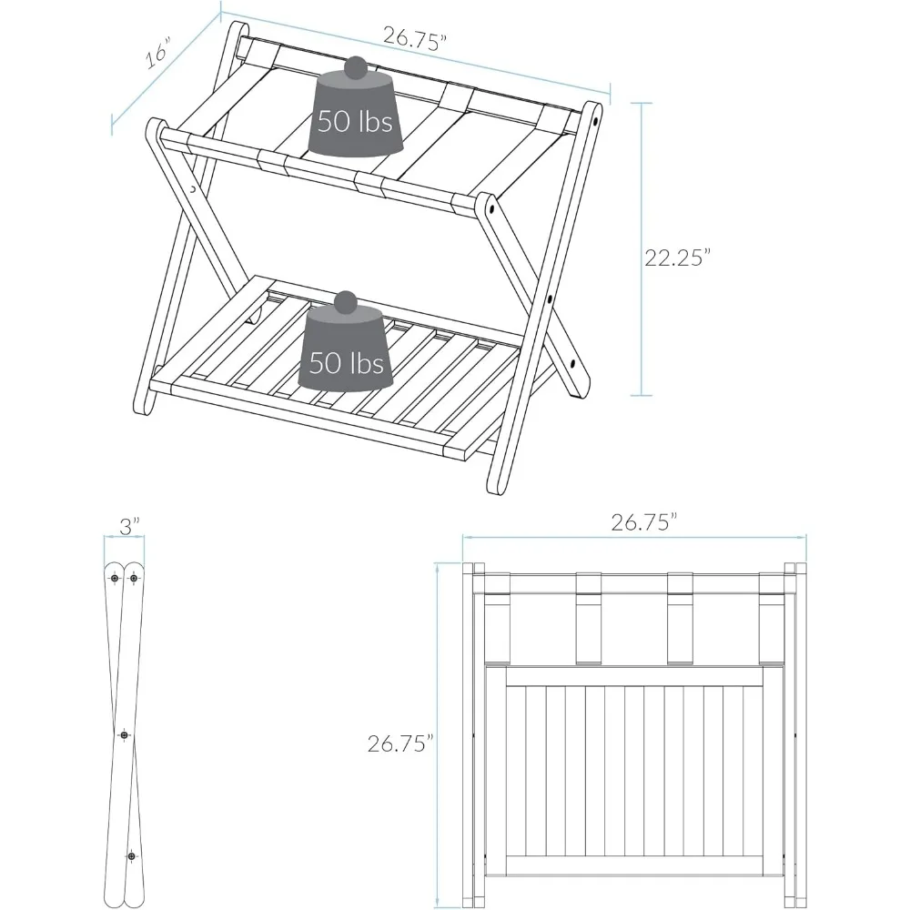 Portapacchi, noce, legno massello