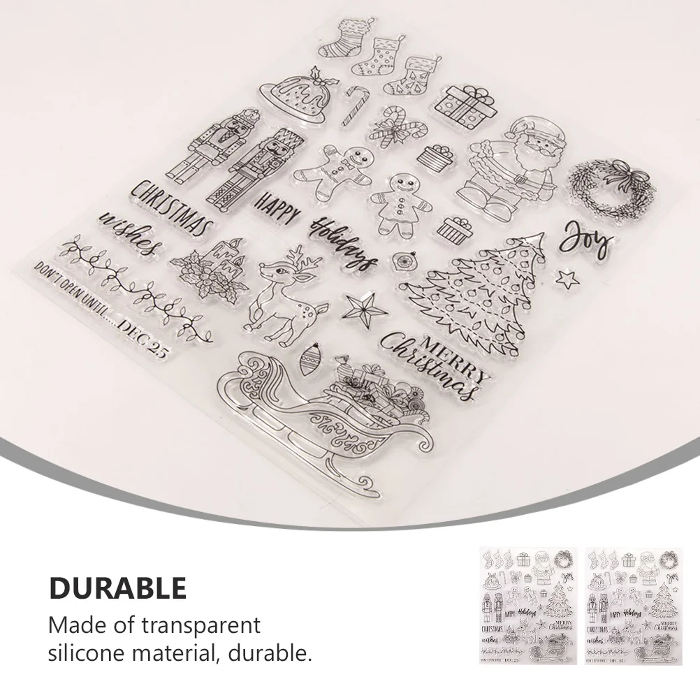 

2Pcs Silicone Christmas Stamp Clear Transparent DIY Scrapbooking Stamps for Cards Photo Albums Journals Diaries