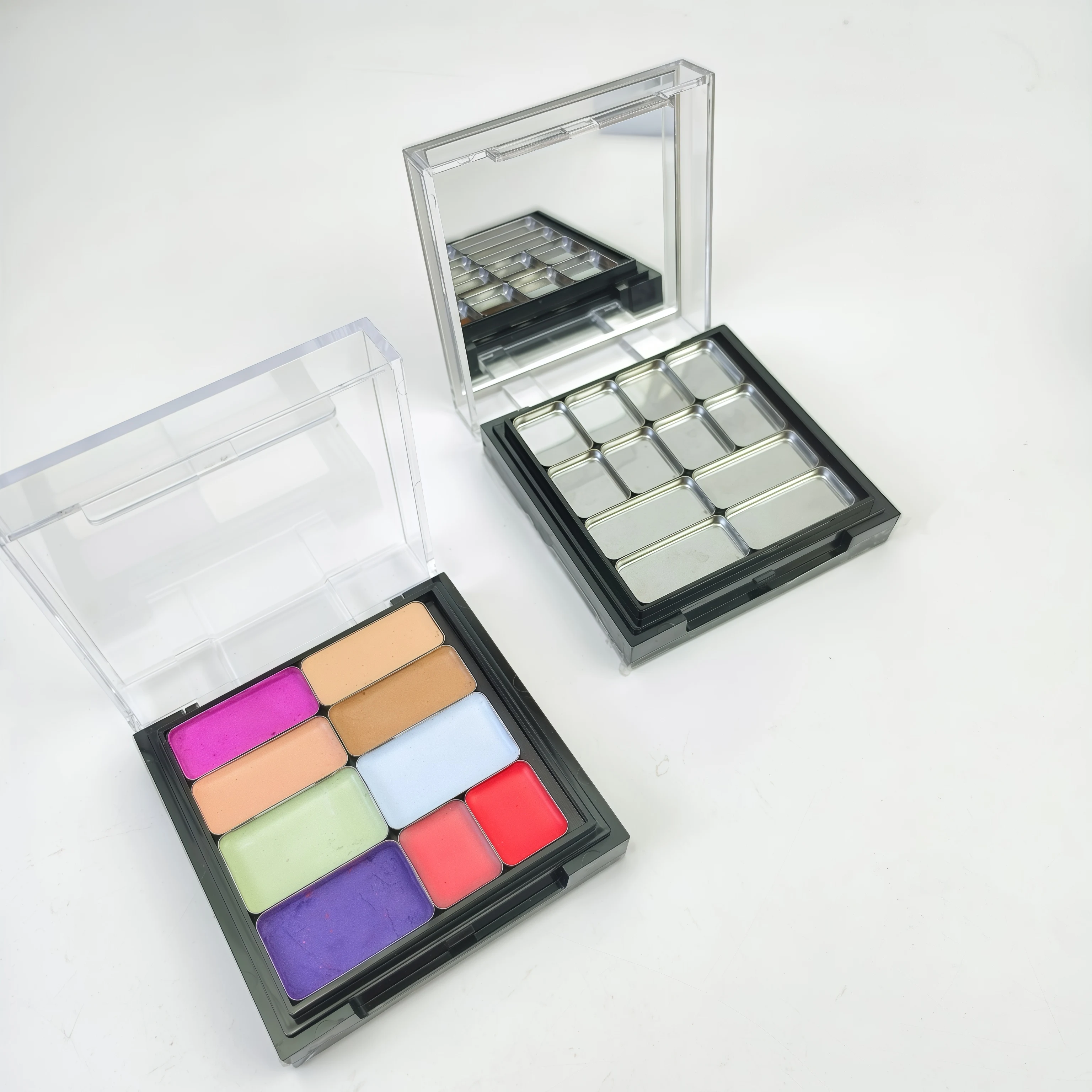 Clear Lid Double Layer Magnetic Empty Palette Refillable DIY Eyeshadow Blush Foundation Pressed Powder Case Makeup Storage Box