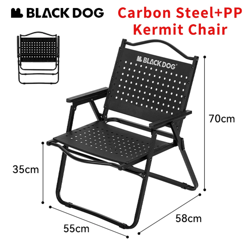 Naturehike BLACKDOG Kermit Folding Chair Outdoor Fishing Beach Chair Carbon Steel Portable Picnic Camping Armchair Lightweight