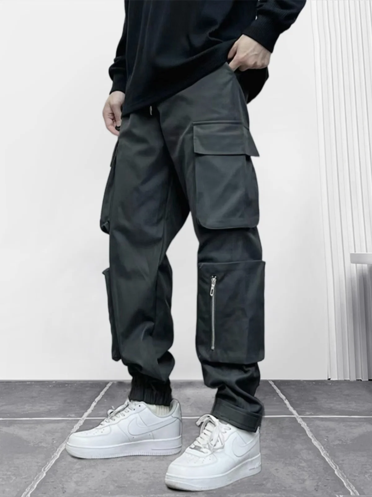 

Bla Straight Leg Workwear Pants Men's Spring Autumn High Street American Trendy Sport Casual Long Trousers for Youth