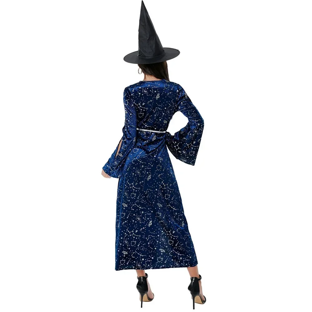 Halloween Cosplay Witch Costumes Women Fancy Dress Adult Carnival Masquerade Clothing With Hat