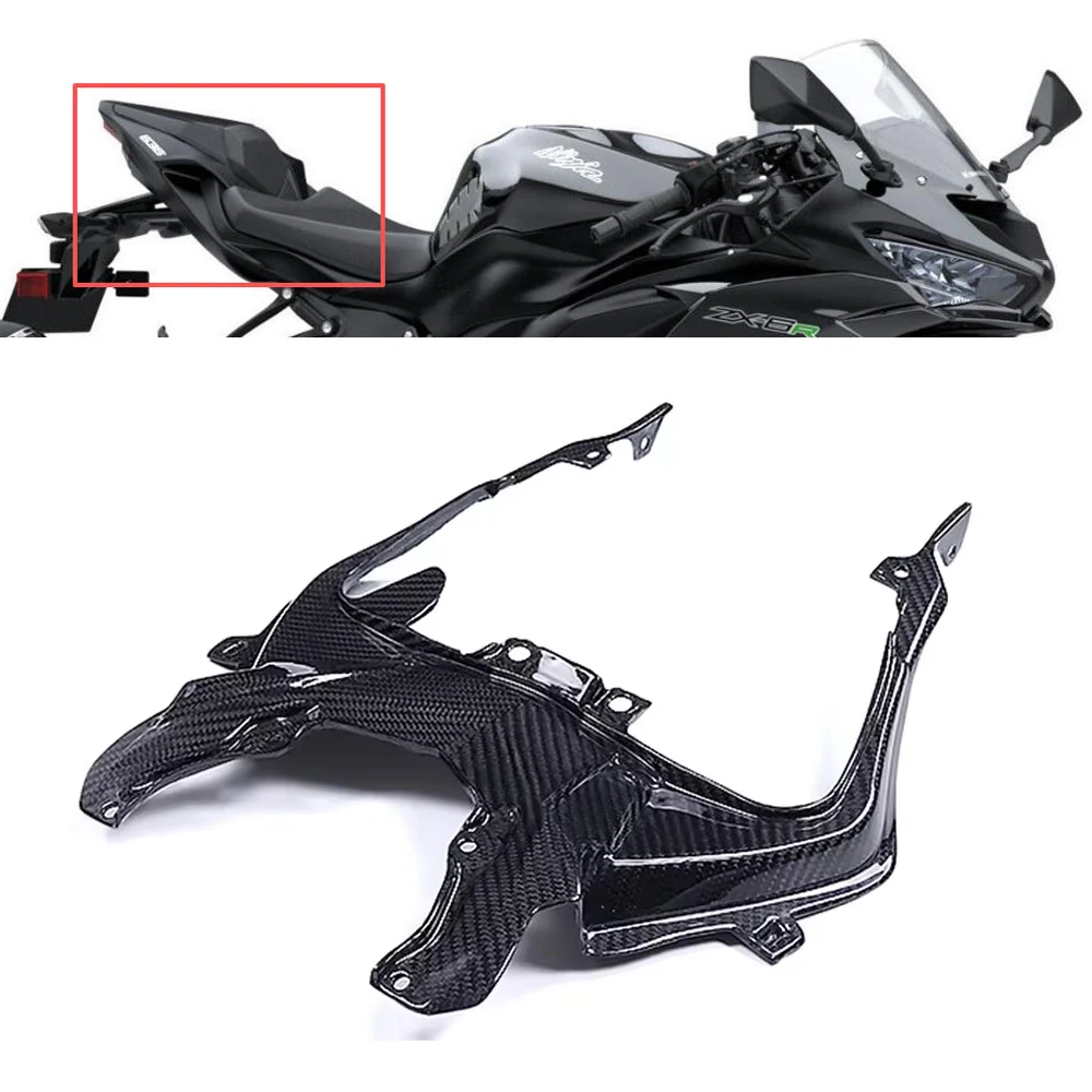 

For Kawasaki Ninja ZX-6R 2019-2024 2025 Motorcycle Full Dry Carbon Fiber Rear Tail Seat Cover Under Tray Panel Fairing Cowling