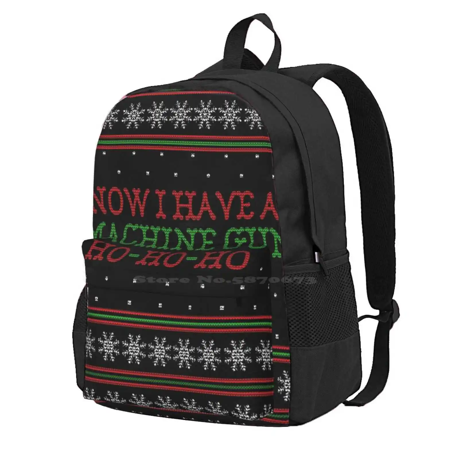 Die Hard Now I Have A Machine Gun Ugly Christmas Sweater Hot Sale Schoolbag Backpack Fashion Bags Die Hard John Mcclane