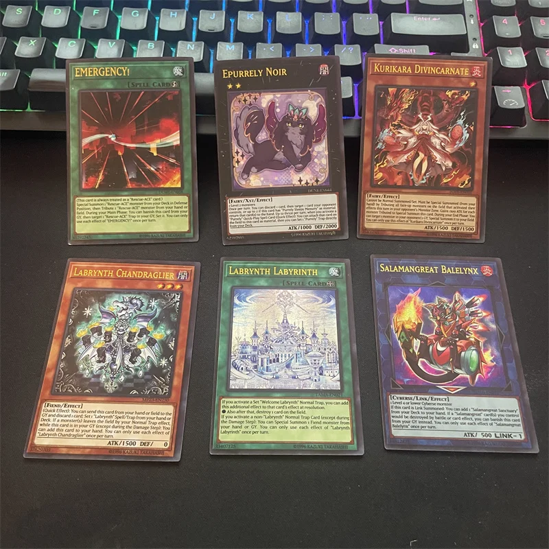72 szt. Karty YU GI OH ze złotą literą Proxy Błyszcząca struktura konkursowa Tyler Kurikara Markowe karty Yugioh w języku angielskim