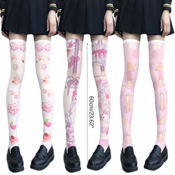 Women Cartoon Thigh High Stockings Japanese Anime Cute Pig for CAT Bear Animal Printed Cosplay Over Knee Long Soc