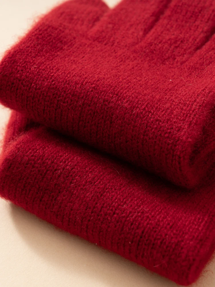 Women Selected Premium Cashmere Knitted Gloves Finger Touchscreen 100% Baby Cashmere Simple Autumn Winter Thermal Gloves