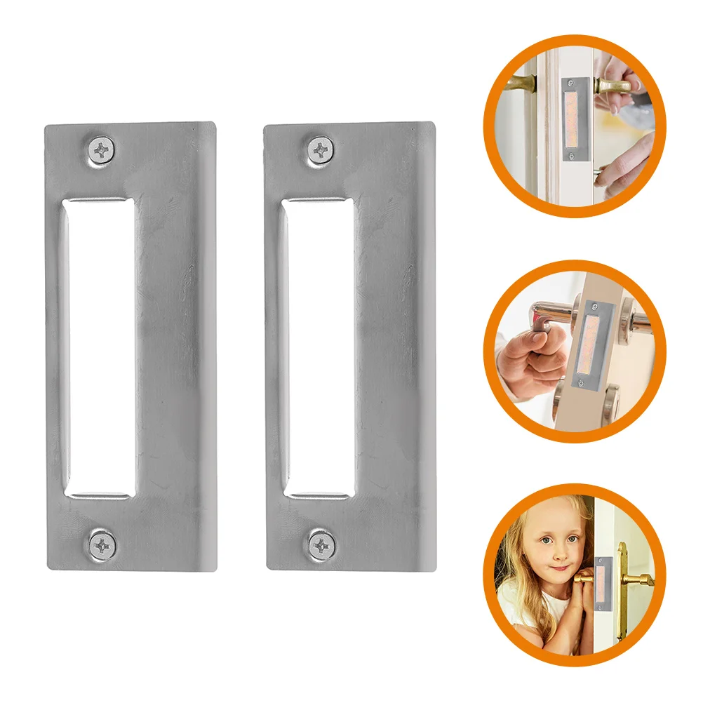 

2pcs Lock Accessories Stainless Steel Deadbolt Strike Reinforcement Kit Cover Plate For Front Door Garage Conceal Holes Durable