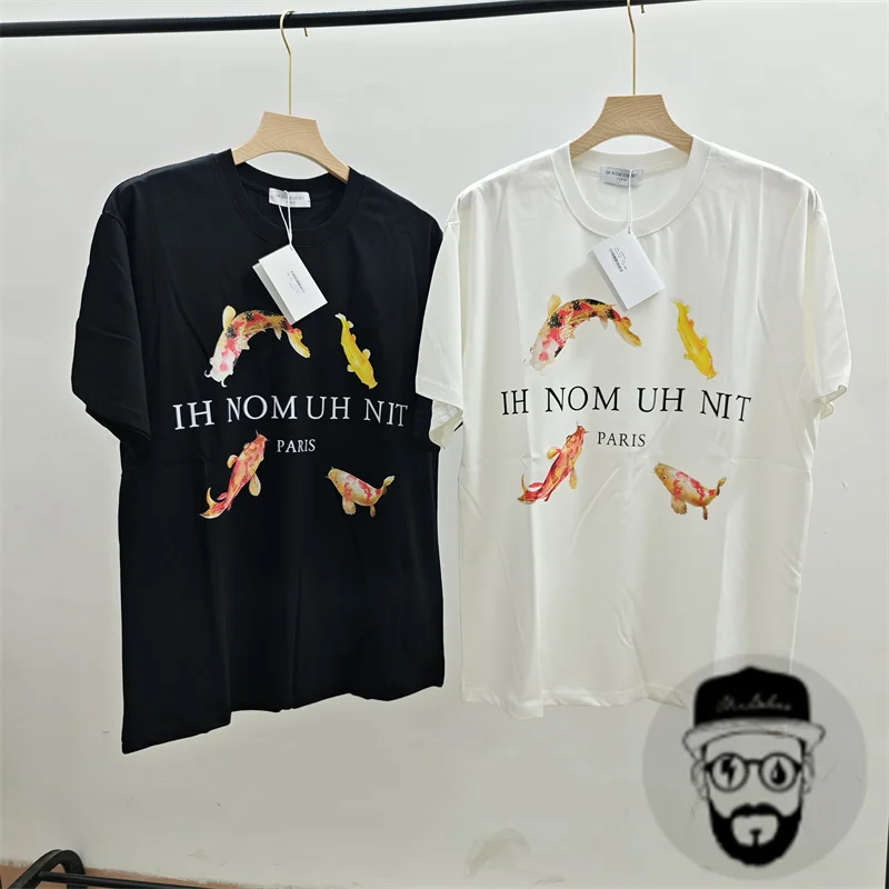 high-quality pure cotton IH NOM UH NIT T-shirt with carp print loose top tee