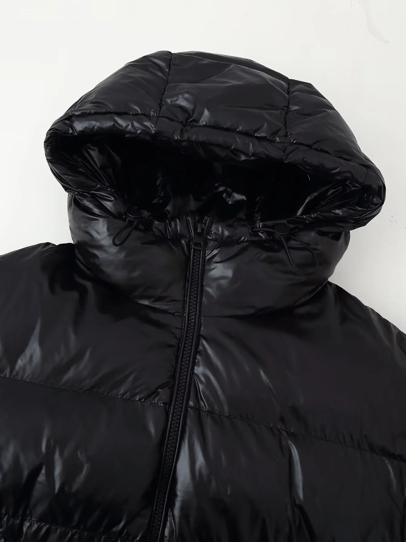 ملابس نسائية جديدة على الطراز الأوروبي والأمريكي سترة قطنية خبز بسيطة ومتعددة الاستخدامات لامعة بغطاء للرأس وجيب وسحاب #4