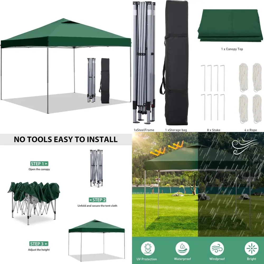

Portable Outdoor Gazebo Canopy Tent, 10x10 Feet, Easy Setup for Events, Parties, Camping, Green Color, Ideal for Outdoor Activit