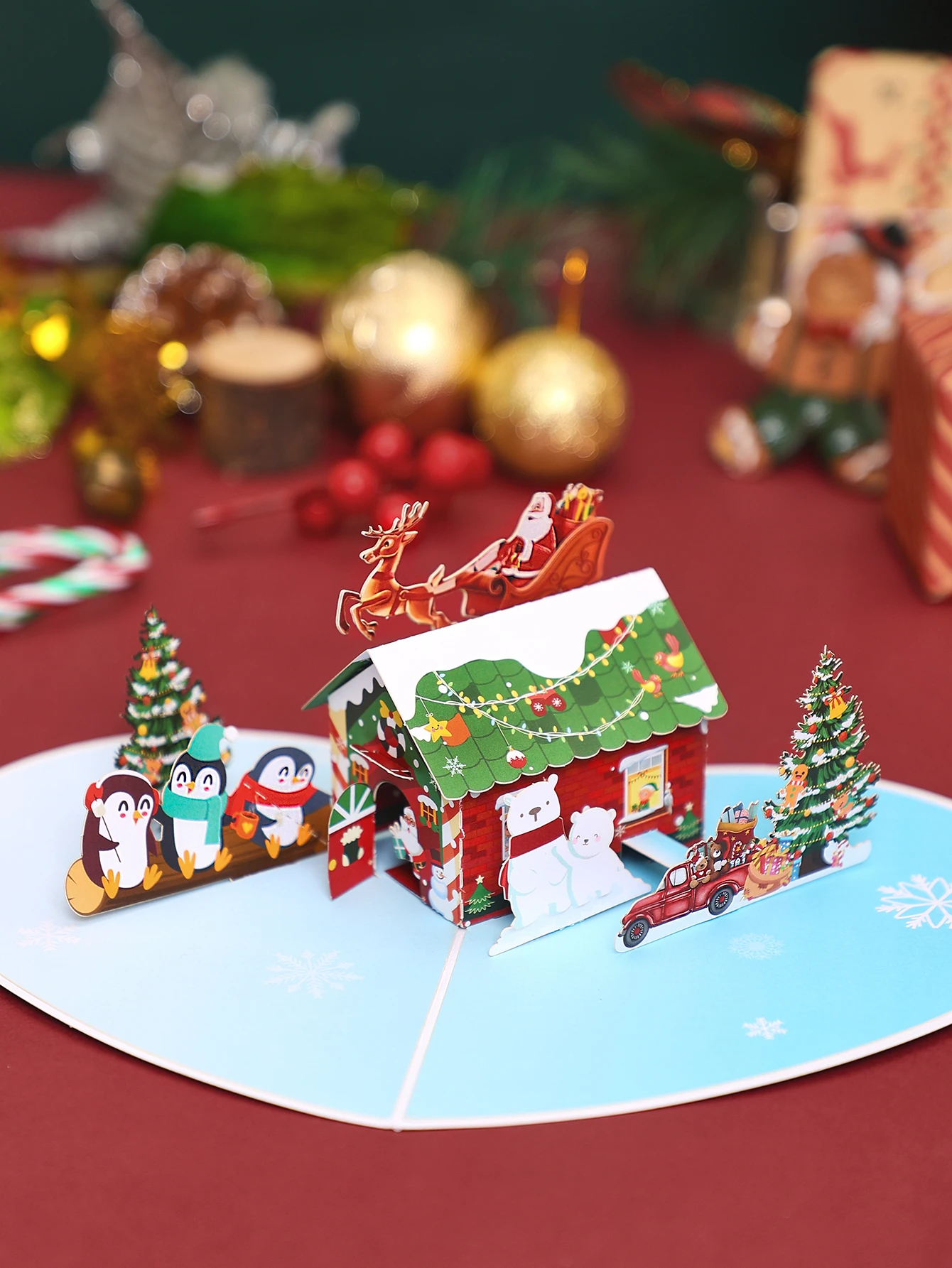 3D-Pop-up-Karten für Weihnachten, Thema Weihnachtsbaum/Weihnachtsmann/Schneemann, kreatives Weihnachtsgeschenk, Partygeschenke, Dekorationen für den Schreibtisch zu Hause