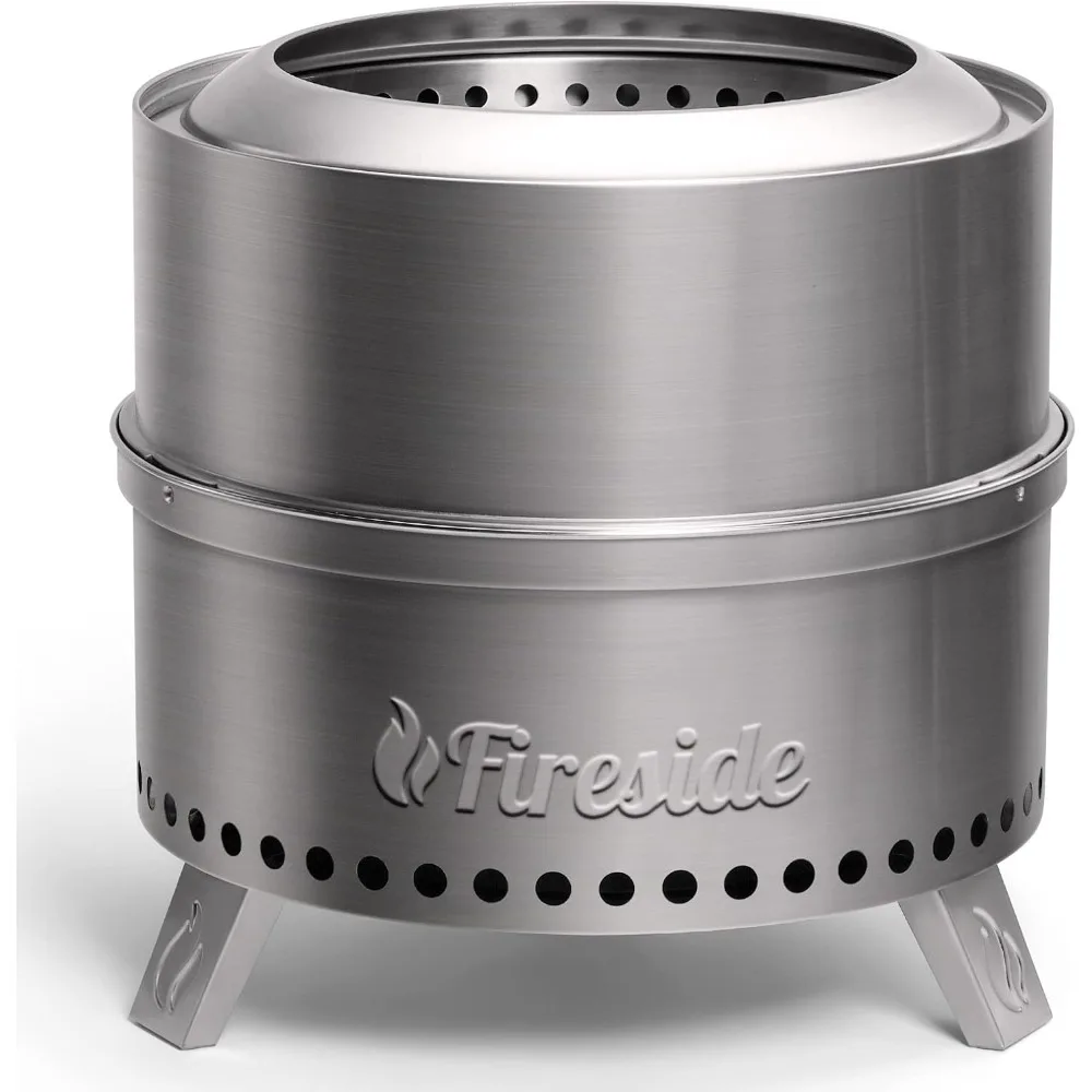 

TURBRO 19 Inch Smokeless Fire Pit for Outdoor Wood Burning, Portable 304 Stainless Steel Camping Stove with Stand, Removable Ash