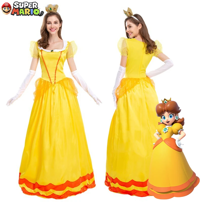 Super Mario Princess Daisy Cosplay Costumes Woman\'s Dress Halloween Princess Role-playing Performance Dress Skirts Adults Size