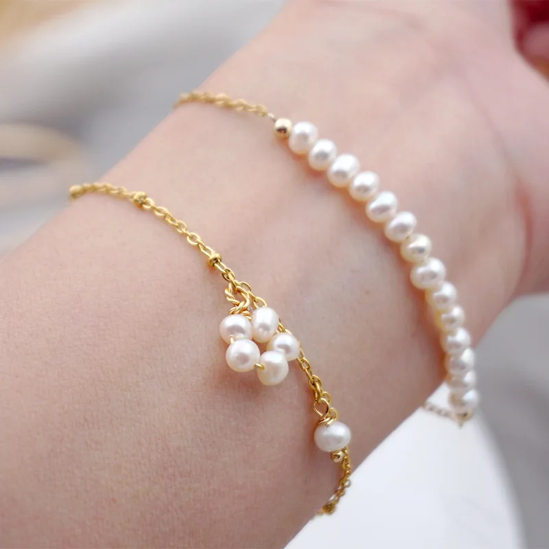 Fashion Natural Pearl Stainless Steel Bracelet Women High Quality Luxury Charm Bracelet  Jewelry Accessories Anniversary Gift