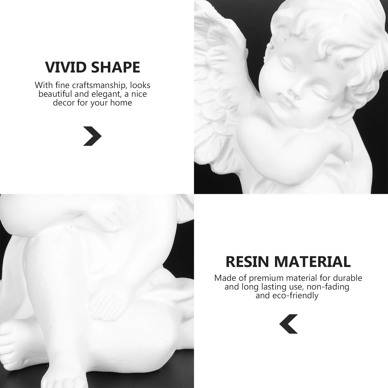 

2Pcs Resin Angel Sculpture Elegant Desktop Ornament Decor Peaceful Atmosphere Photo Prop Compact Craft