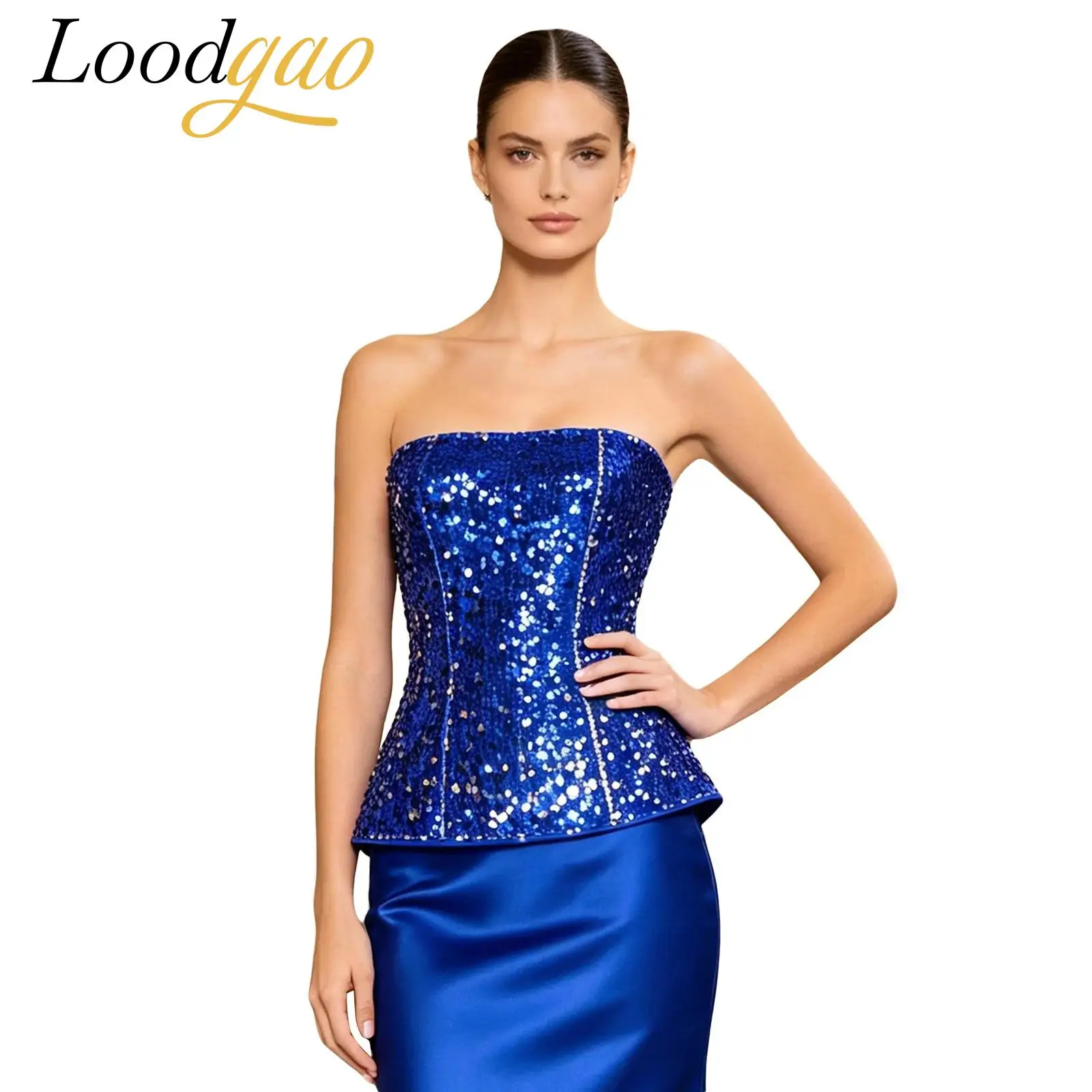 Sparkly Music Festival Costume Vests for Women Club Disco Rave Outfit Sequin Tube Top Strapless Vest For Cocktail Party Carnival