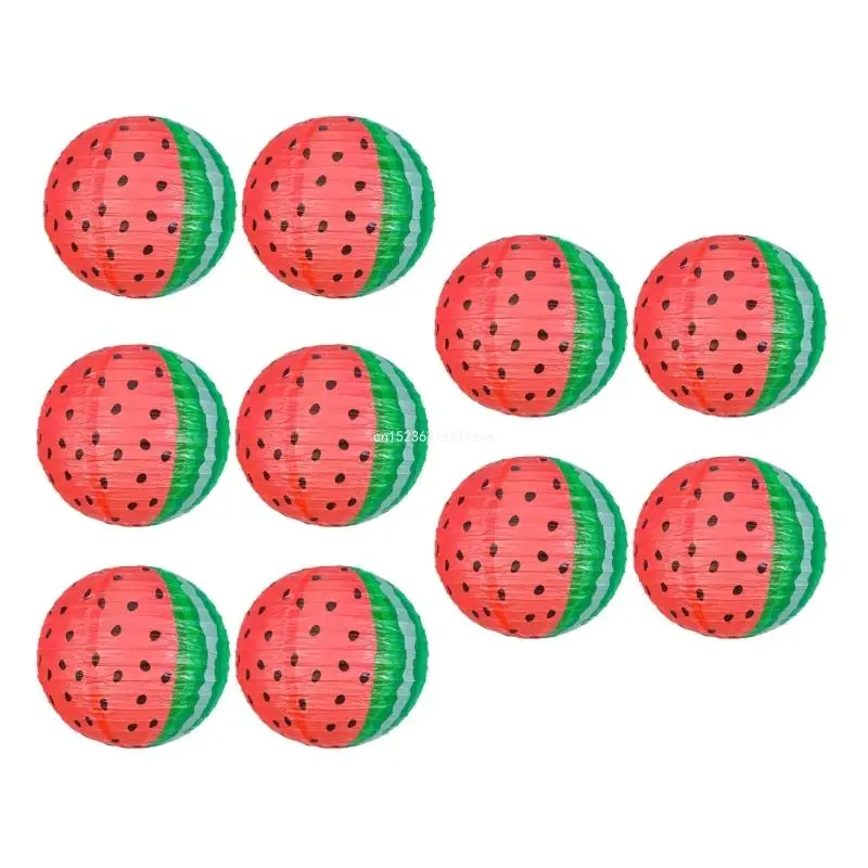 

10Pcs Refreshing Watermelon Hanging Charm Decoration Fruit Theme Paper Lanterns Dropship