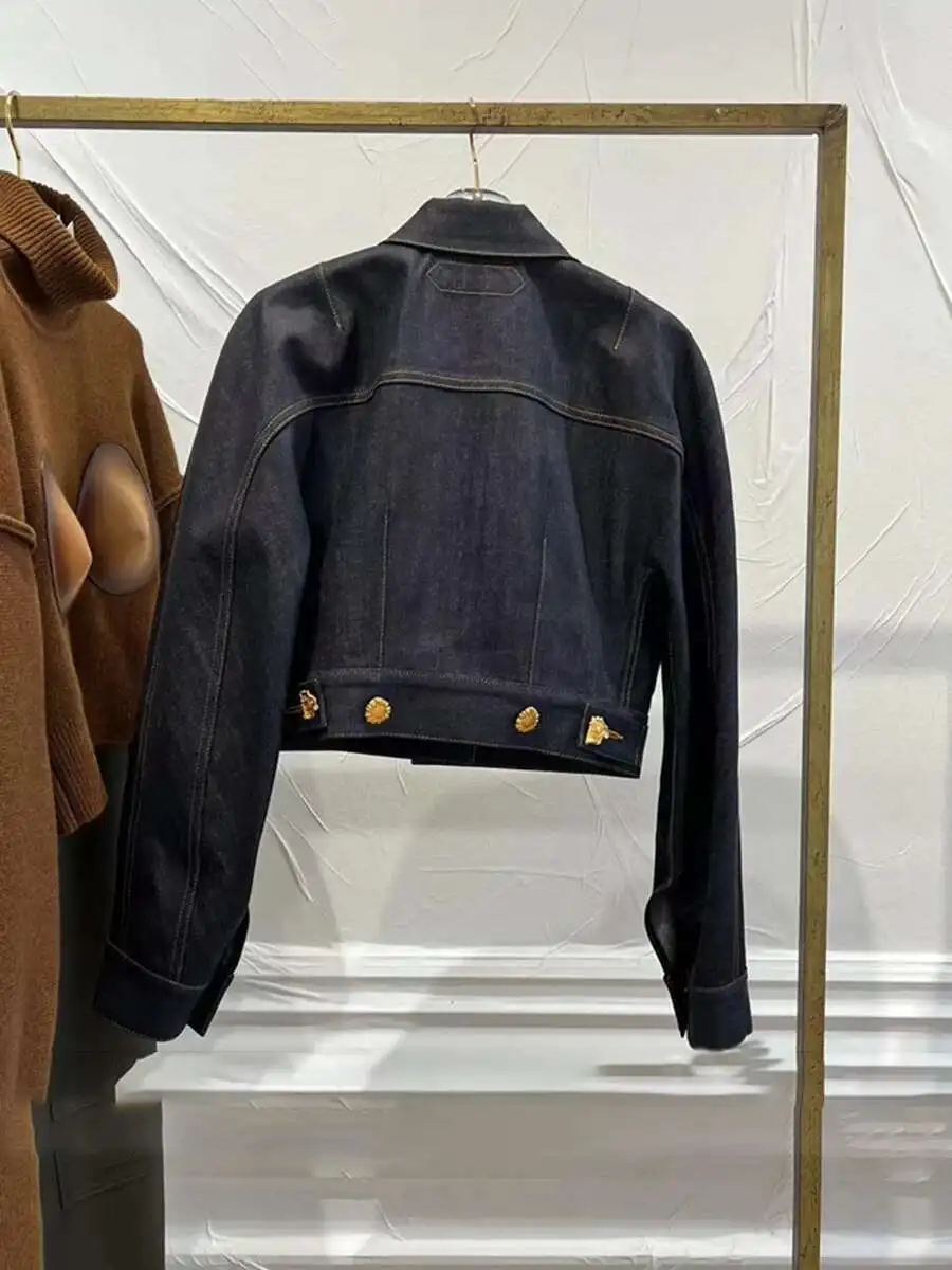 CiCi تقسم زر قطعتين مجموعات للنساء التلبيب كم طويل أعلى عالية الخصر المرقعة جيوب مجموعة بناطيل رجالي أزياء الإناث #4