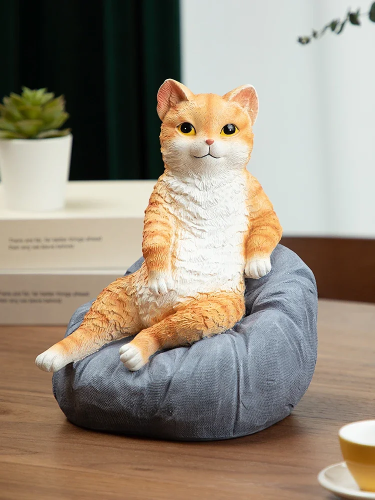 

Creativity Sofa Lazy Orange Cat Resin Crafts Living Room Desk Decoration Animal Statue Cute Cat Modern Home Decorations Gift