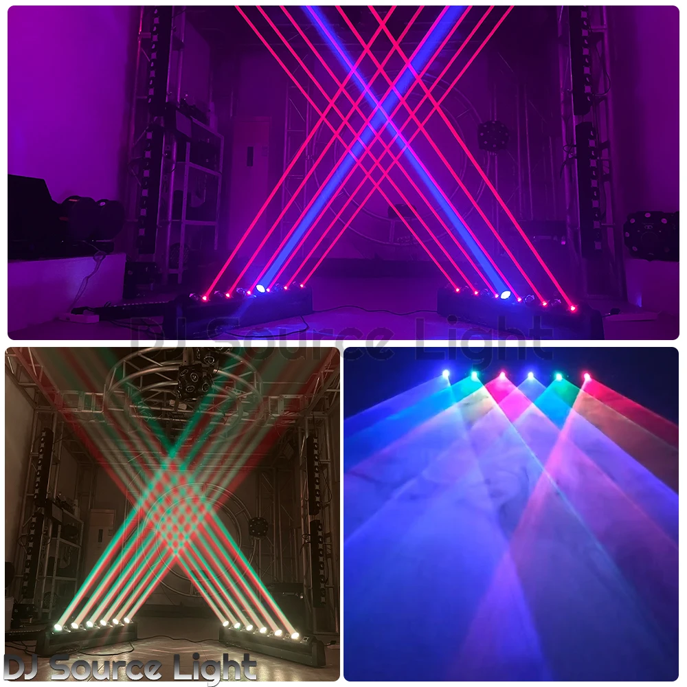 DJ Laserprojector 6X10W LED Beam + 6X500MW RODE Laser Moving head Podiumlicht Running Effect DMX512 Voor DJ Disco Club Podiumeffect