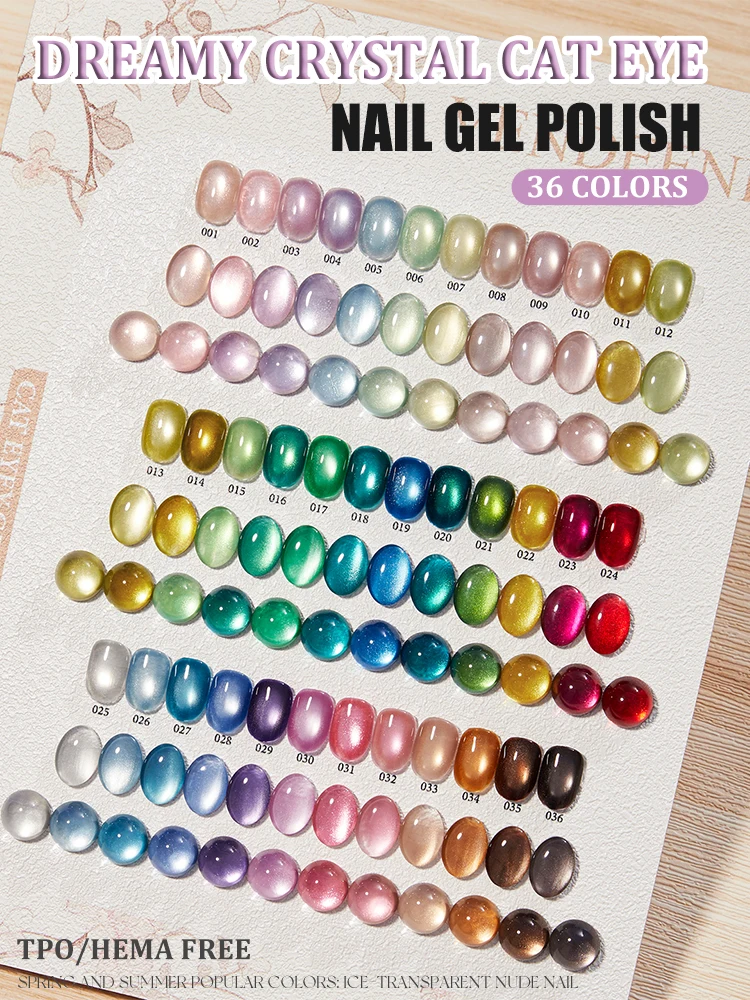 Vendeeni 36 Kleuren/Set Dromerige Glazen Kralen Cat Eye Gel Nagellak Magnetische Kristal Cat Eye UV Losweken Gel vernis Met Display - afbeelding 2