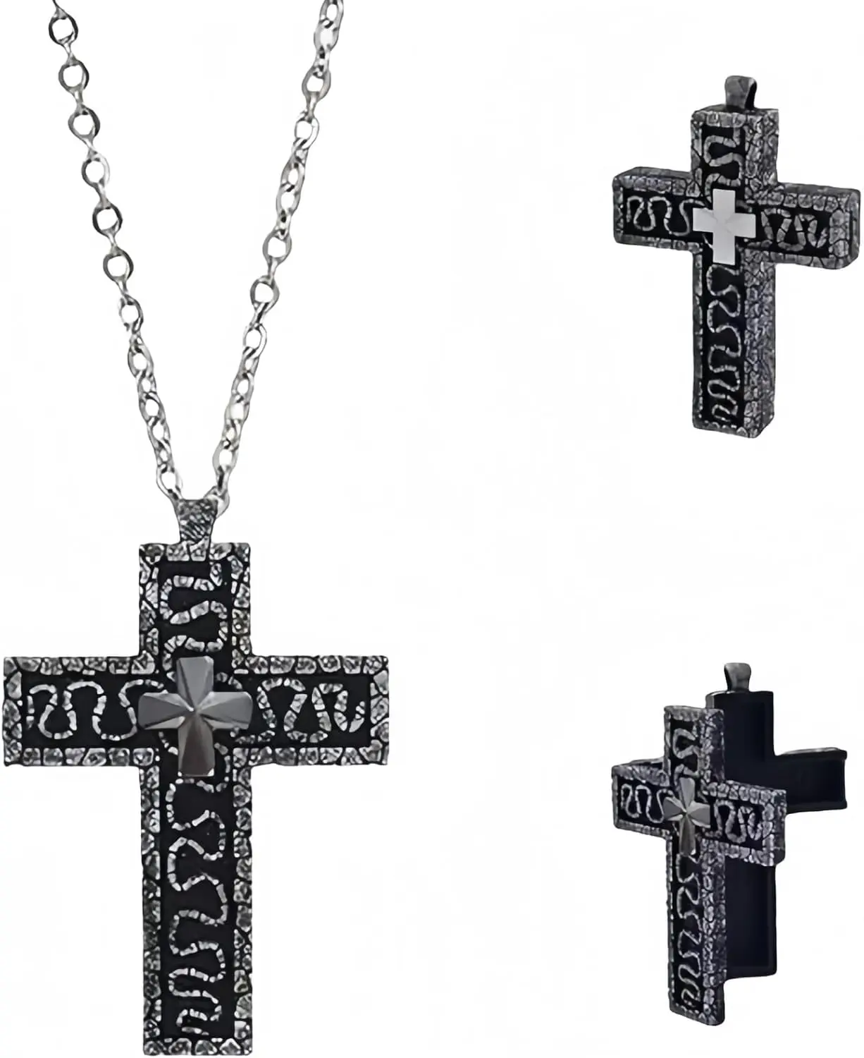 Stainless Steel Men Women Necklace -Squids Necklace Game,3D Printed Cross Necklace with Dark Box Ten Character Pendant Jewellery