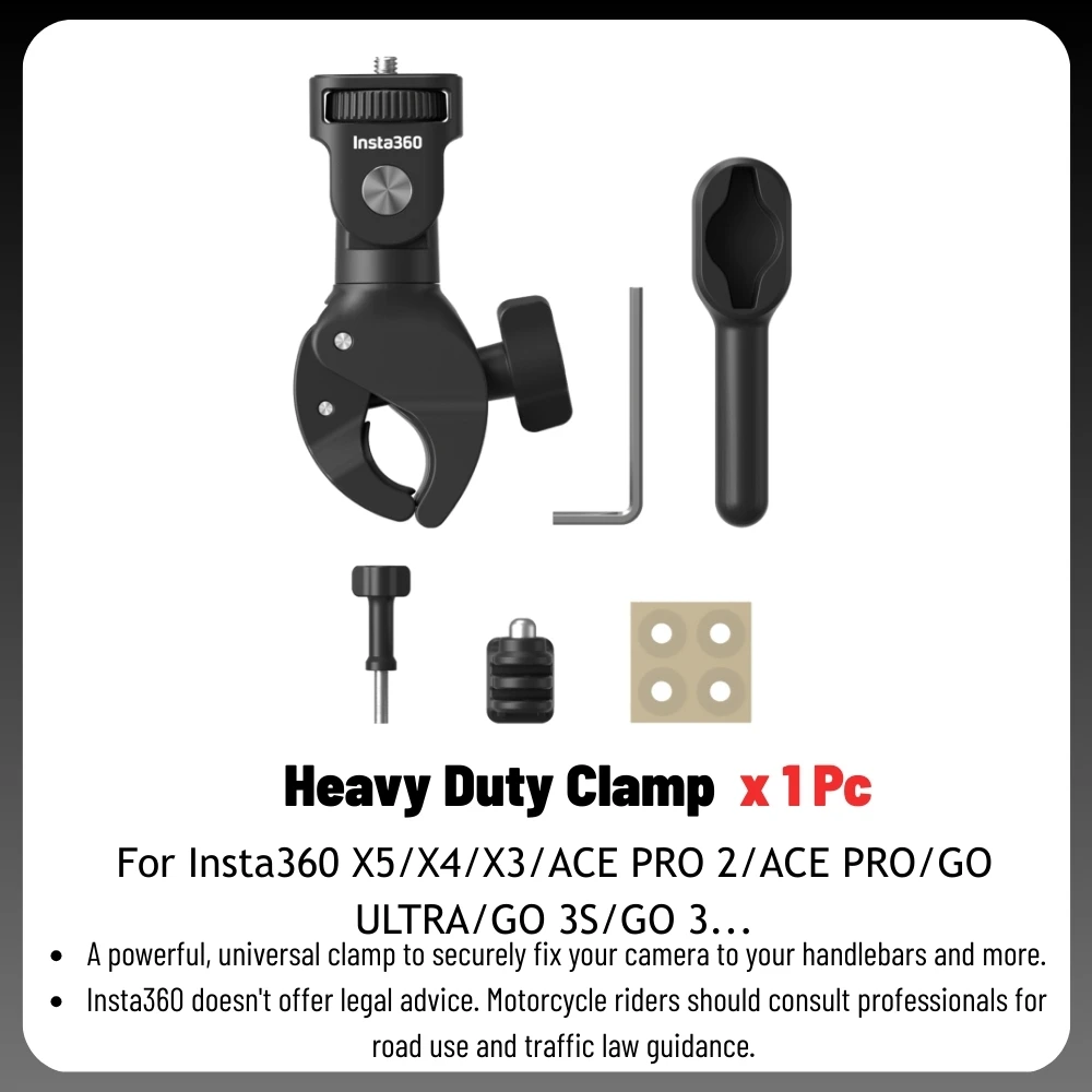 Insta360 X6 Heavy Duty Clamp Motorcycle Handlebar Super Clip Claw