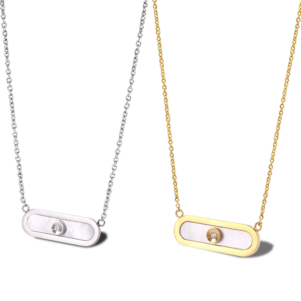 Stainless Steel ZirCon Stone Trend Fashion Pendant Necklace O-Chain Jewelry Gift For Women Men