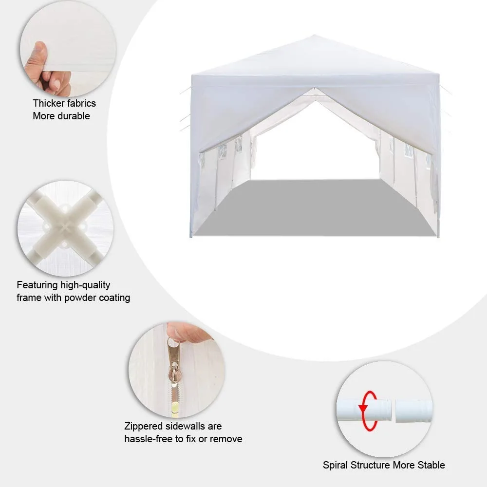 

10'x30' Outdoor Canopy Party Wedding Tent,Sunshade Shelter,Outdoor Gazebo Pavilion with 8 Removable Sidewalls, Customized