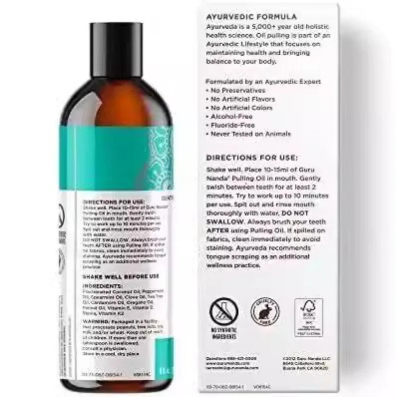 プレミアムココナッツオイルプルリングマウスウォッシュ-8-fl-oz-舌クリーナー付き、息リフレッシュ、毎日の口腔ケアに最適