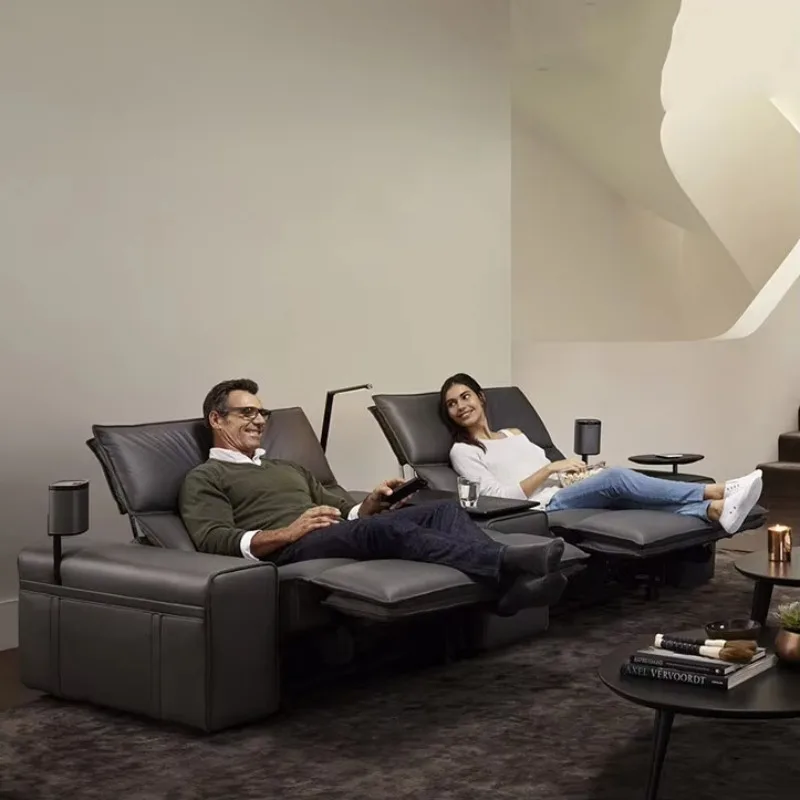 Italian Style Electric Leather Adjustable Villa Living Room Home Theater zero Wall Audio-visual Room Functional Sofa Cinema Sofa
