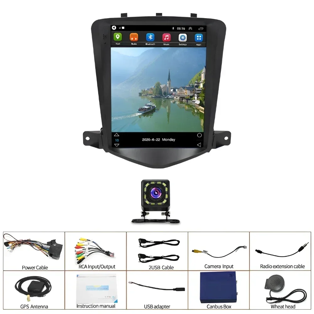 Per Chevrolet Chevy Cruze 2009-2015 9.7 "Unità principale stereo con carplay wireless Android Auto GPS Bluetooth telecamera di backup + microfono