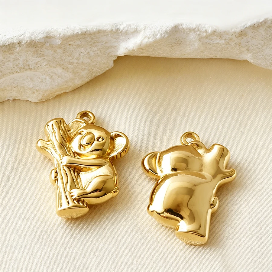 5 Stück goldfarbene Edelstahl-Anhänger in Form von niedlichen Hunden, Fischen und Enten, PVD-beschichtet, für Schmuckherstellung, Tieranhänger, DIY-Halskette, Schlüsselanhänger – Detail 24