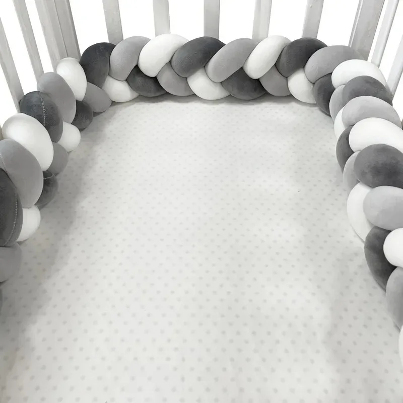 1M/2M/3M/4M 2M Baby Bumper Bed Braid Knot Pillow Cushion for Infant Crib Protector Cot Room Decor Bedding Set Boy Decoration
