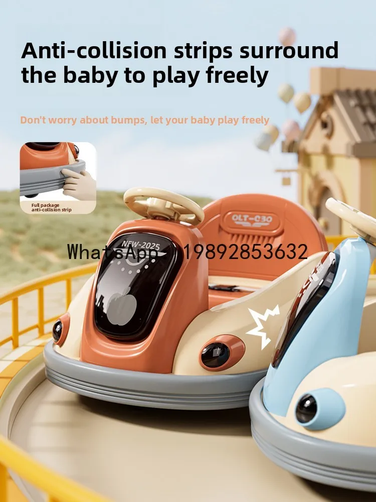 TQH Children's Electric Bumper Toy Car, Ride-On, Remote Control, Baby Four-Wheel Car, Rechargeable Ride-On Car