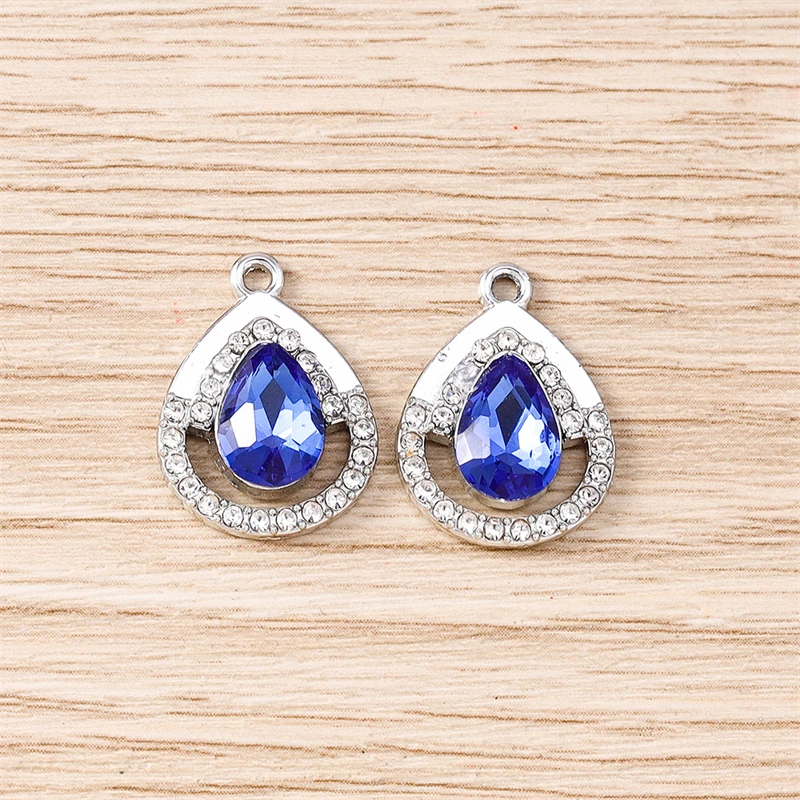 10 Stück, 15 x 20 mm, zarte Kristall-Wassertropfen-Anhänger zum Basteln von Schmuck, Ohrringen, Halsketten, Armbändern und als Accessoires für DIY-Geschenke. – Detail 7