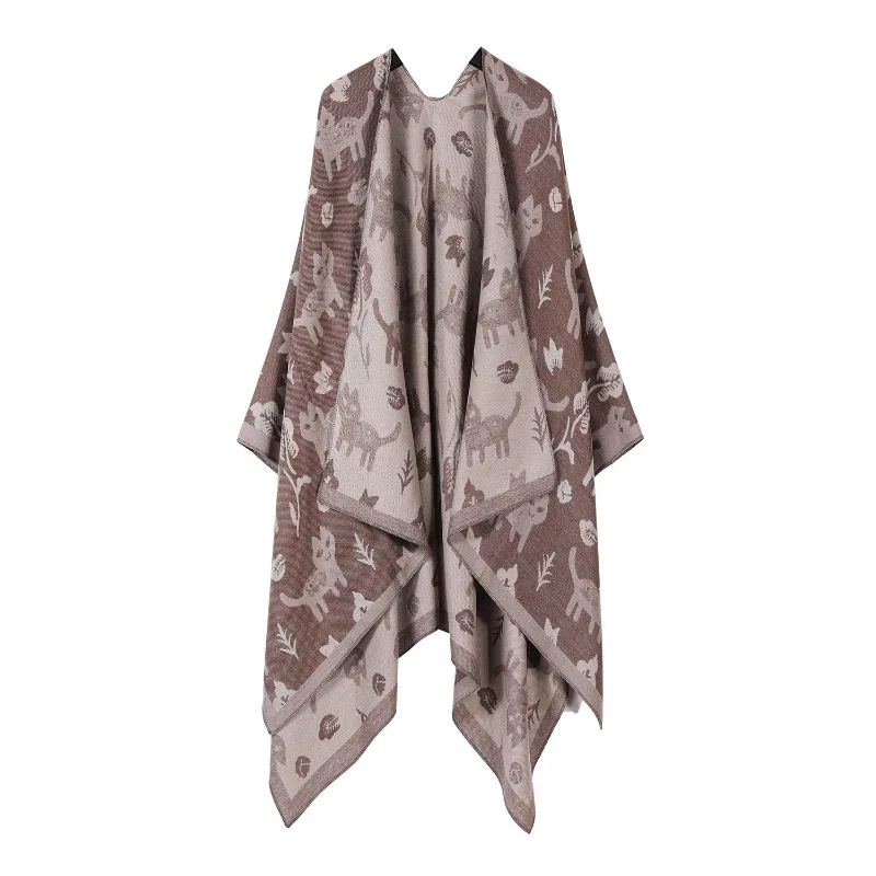 ヨーロッパ系アメリカ人の人気のタッセル肥厚カシミアのような国民風トラベルフォークショールスカーフ秋のポンチョケープ