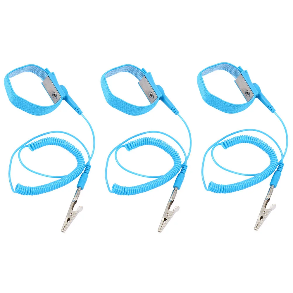 

3pcs Anti Static Wrist Strap Adjustable 1.8M Esd Grounding Band For Electronic Maintenance Reusable Safety Wristband Labor