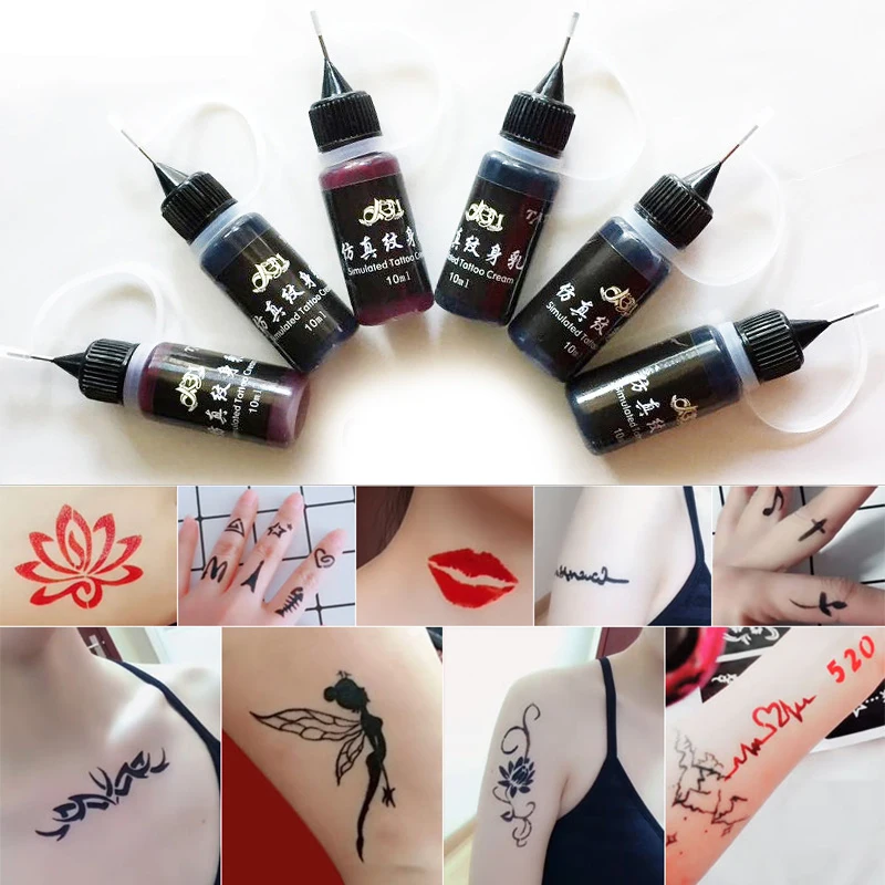 10ml Juice Temporary Tattoo Liquid DIY Tattoo Juice Ink Semi-permanent Waterproof For Body Art Paint Long-lasting Safe Tattoo