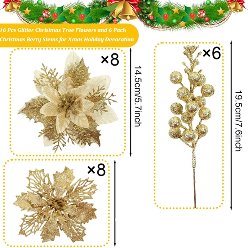 22 قطعة زينة عيد الميلاد الزهور الاصطناعية باقة التوت شجرة عيد الميلاد زخرفة ديكور المنزل السنة الجديدة نافيداد هدية اكسسوارات #6