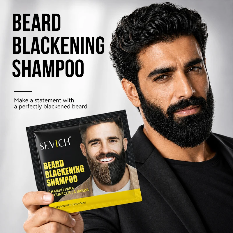 Saúde natural tintura de cabelo preto barba shampoo pintura de barba homens tintura de coloração de barba 5 minutos escurecimento temporário bigode shampoo